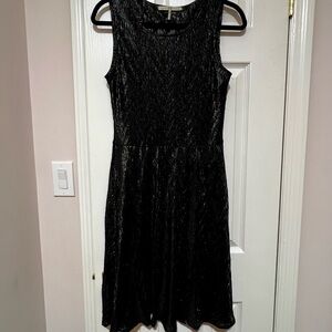 Halston Heritage Black Textured Midi Dress